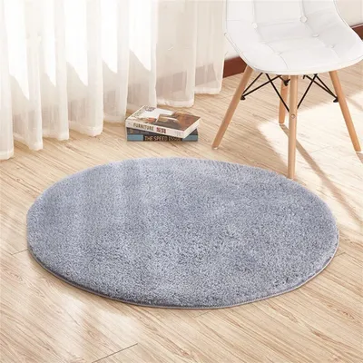 Obrázek produktu pro Koberce Čistá nová vlna Obývací pokoj načechraný Moderní venkovní koberce Kulaté protiskluzové protiskluzové šedé 120cm