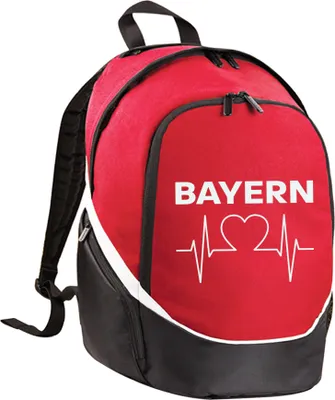 Produktbild von multifanshop Rucksack - Bayern - Herzschlag, rot/schwarz, Größe one size