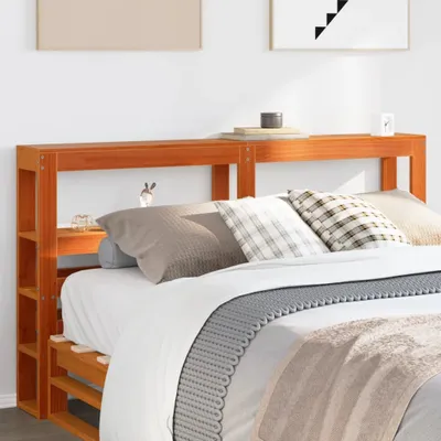 Produktbild von Möbel Kopfteil mit Ablagen Wachsbraun 150 cm Massivholz Kiefer - Kopfteile &17096