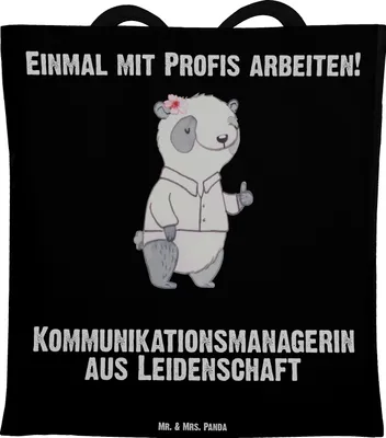 Produktbild von Mr. & Mrs. Panda totebag Kommunikationsmanagerin Leidenschaft - Schwarz - Geschenk, Studium, Jutebeutel, Uni Tasche, Spruch, Büchertasche, Shopping, Witzig, Lustig