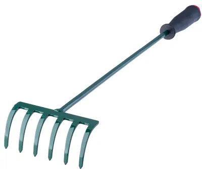 Zdjęcie produktu dla Grabki ogrodowe, długość 60 cm, 6 zębów, ergonomiczny uchwyt, lekka konstrukcja, powierzchnia odporna na korozję