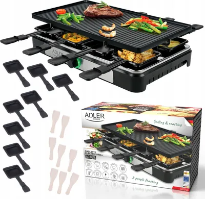 Zdjęcie produktu dla GRILL ELEKTRYCZNY 4w1 Raclette ADLER 1400W 8 osób