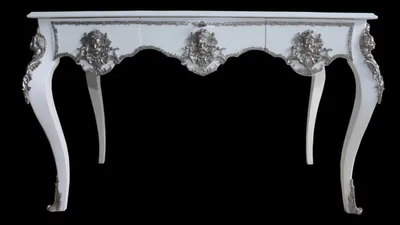 Produktbild von Casa Padrino Luxus Barock Schreibtisch Weiß / Silber Sekretär Luxus Möbel Büro