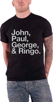Image de The Beatles - "John Paul George & Ringo" T-shirt homme/femme unie RO1461 (XL) (Noir)