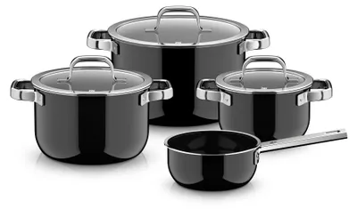 Produktbild von WMF Topfset Fusiontec 2.0 Mineral Pro Schwarz 4-teilig - Kochtöpfe ø 16, 20, 24 cm & Stieltopf ø 16 cm