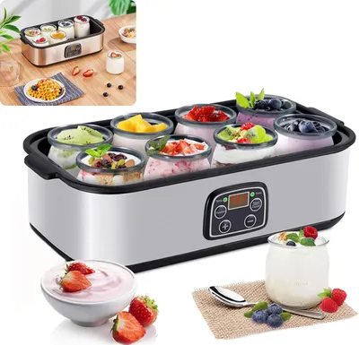 Produktbild von Joghurtbereiter, Griechische Joghurtmaschine mit 8 Gläsern,One-Touch-Display, Perfekt für organische, gesüßte, aromatisierte oder zuckerfreie Optionen