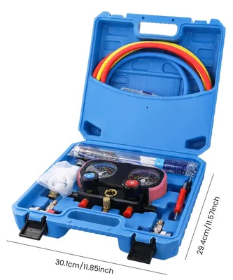 Produktbild von Klimaanlagen Kältemittelmesser - Digitales Manometer Set - Für R134a R12 R22 R502 - LCD Display - Füllschlauch - Ohne Batterie