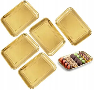 Produktbild von Elhandel Tortenunterlage Gold Rechteckig 17x24cm 5 Stück