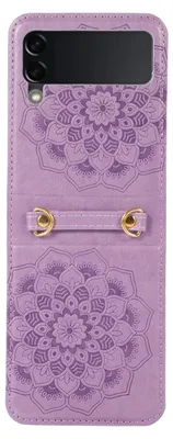 A purple phone case with a mandala design.