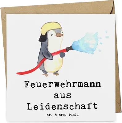 Produktbild von Mr. & Mrs. Panda Grußkarte Feuerwehrmann Leidenschaft - Weiß - Geschenk, Brandschutz, Feuerwehr, Ausbildung, Klappkarte, Glückwunschkarte, doppelkarte, anlasskarte
