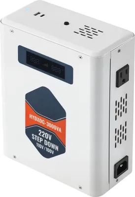 Image de Convertisseur de tension abaisseur, 3000 VA, convertisseur de tension haute puissance, transformateur de puissance 220 V à 110 V, avec 2 prises américaines, sortie USB, écran LCD, protection thermique, pour appareils 110 V