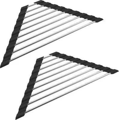 Obrázek produktu pro Uniqoos® Odkapávací stojan – nerezový odkapávací tác na umyvadlo, skládací a odnímatelný, černý, 41 x 15,5 cm, sada 2 kusů