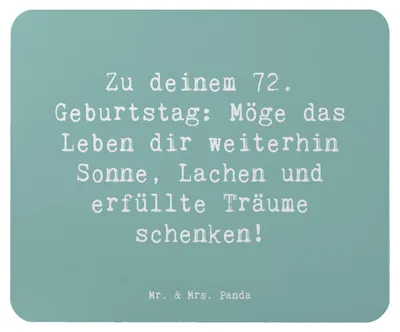 Produktbild von Mr. & Mrs. Panda Mousepad Spruch 72. Geburtstag - Meeresbrise - Geschenk, Happy Birthday, Geburtstagsfeier, Mauspad, laptop, Mouse Pad, Geburtstagsgeschenk, mousematte