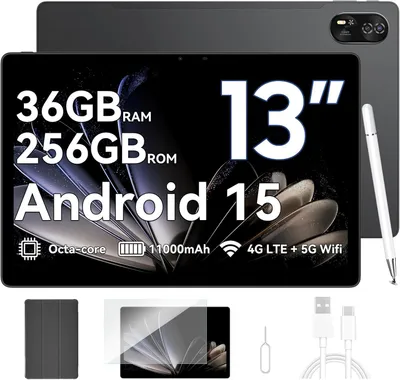 Produktbild von Blackview Mega8, 13 Zoll, Android 15, mit 36GB(12+24) RAM+256GB ROM(2TB TF), 2K FHD Display, Dual 4G LTE+5G WiFi, Octa Core T620, 1100mAh, L1