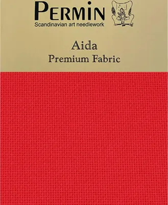 Obrázok produktu pre Permin Precut 18 ct. Aida 359 farba 30 červená, vyšívacia látka na krížikový steh 43x50 cm