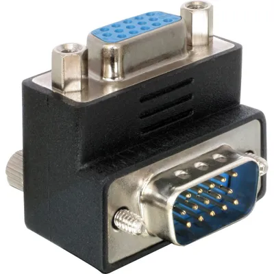 Zdjęcie produktu dla DeLOCK Adapter VGA male/female right angled, VGA 15pin, VGA 15pin, Czarny