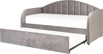Produktbild von BELIANI Tagesbett Hellgrau Samtstoff Gepolstert für 2 Personen mit Lattenrost 90x200 cm Ausziehbar Kinderbett Ausziehbett Kinderzimmer Gästezimmer