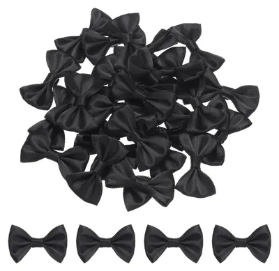 30 Mini-Satin-Schleifen, 3,8 x 2,5 cm, schwarz, Bastelzubehör