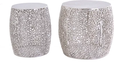 Produktbild von riess-ambiente 2er Set filigraner Design Couchtisch ABSTRACT LEAF antik silber rund Beistelltisch Tisch