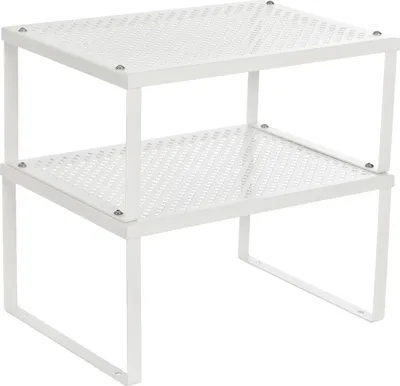 Produktbild von Gewürzregal, 2er-Set, Küchenregal, Küchenorganizer, Küche, Gewürzhalter, ausziehbar, stapelbar, kleines Regal, Metall, weiß