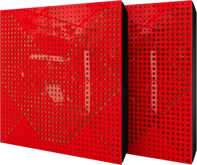 Productafbeelding van Set van 4 akoestische wandpanelen WILDS, 50x50x5 cm, rood kunststof/goud