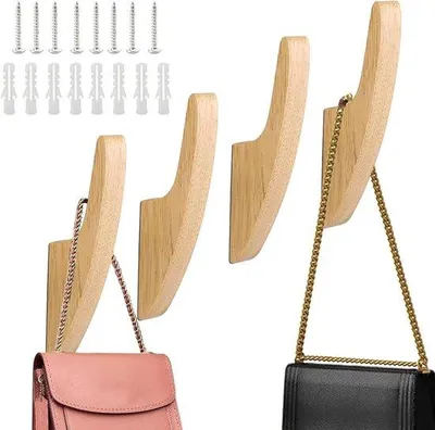 Immagine prodotto di Set di ganci appendiabiti in rovere per 4 persone, camera da letto, soggiorno, corridoio, legno