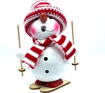 Produktbild von Kaladia - Räucherfigur Schneemann als Skiläufer - Größe ca. 12cm, für Räucherkerzen Größe M (Standard) - 90140-12