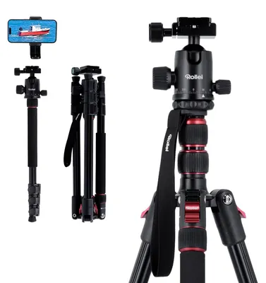 Productafbeelding van Statief reisstatief fotostatief - 180 cm - Aluminium - Kogelkop en monopod - Telefoonhouder