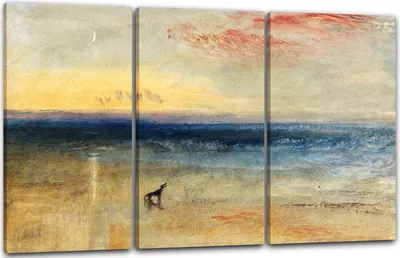 Produktbild von Leinwandbild 3-teilig (120x80cm): William Turner - Dawn after the Wreck, echter Holz-Keilrahmen inkl. Aufhänger, handgefertigt in Deutschland