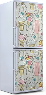Produktbild von Kühlschrankdekoration  60x180 cm  Aufkleber auf dem Kühlschrank - Eiscreme und Süßigkeiten
