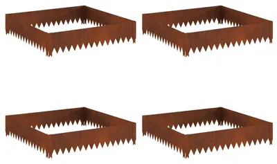 Obrázok produktu pre vidaXL Obvodový rám pre záhrady, 4 ks, 100 x 100 x 20 cm, oceľ, hrdzavý vzhľad