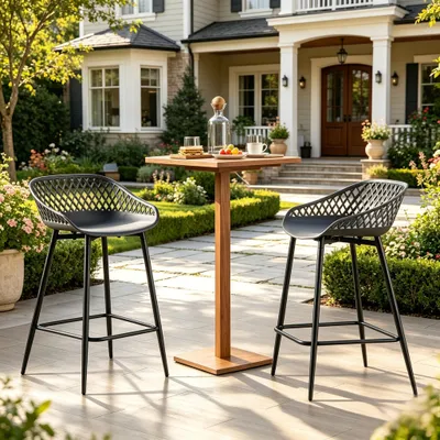 Image de Tabourets de table, tabourets de bar avec repose-pieds, chaises de cuisine, tabourets de jardin, lot de 2