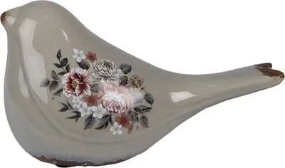 Immagine prodotto di Clayre & Eef Figura decorativa Uccello 21x9x11 cm Vetroceramica grigia