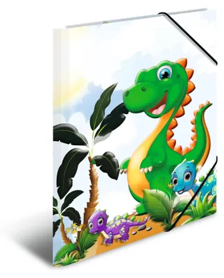 Immagine prodotto di Cartelle raccoglitrici A4 in cartone, motivo dinosauri, confezione da 3 pezzi