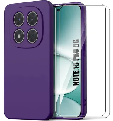 Image de Coque + 2 Verres Trempés pour Xiaomi Redmi Note 15 Pro 5G, Protection Silicone Slim Souple Violet Nuit