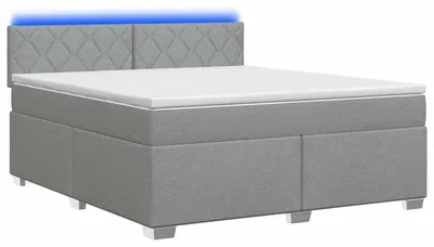 Immagine prodotto di Letto con rete a molle e materasso, colore grigio chiaro, 160 x 200 cm, rivestito in tessuto