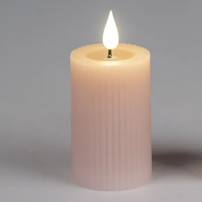 Produktbild von LED Kerze STREIFEN H. 8cm D. 5cm rosa mit Timer Formano