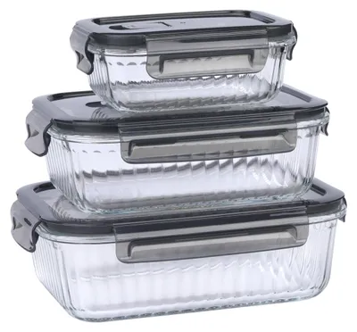 Produktbild von Smukee 3er-Set Glas-Vorratsbehälter luftdicht, ofenfest