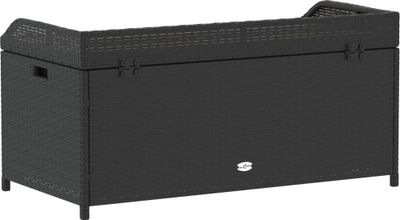 vidaXL Bank mit Stauraum Schwarz 100x50x52 cm Poly Rattan Akazienholz