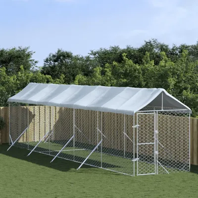 Immagine prodotto di Cuccia per cani da esterno con tetto argento 2x10x2,5 m in acciaio zincato