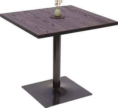 Obrázek produktu pro Bistro stůl HWC-H10, barový pultový stůl, průmyslová gastronomie jilmové dřevo s certifikátem MVG 75x80x80cm tmavě hnědý