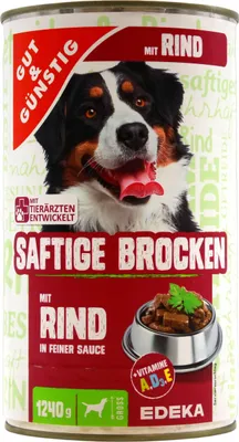 Produktbild von Saftige Brocken Hundefutter mit Rind in feiner Sauce, 6er Pack (6 x 1.24 kg)