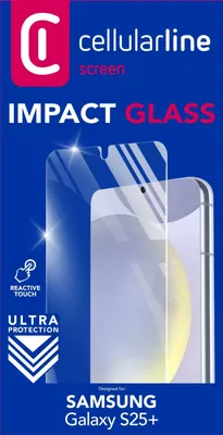Produktbild von Cellularline Impact Glass - Galaxy S25+ Widerstandsfähiges, dünnes und super-berührungsempfindlich Schutzglas, Samsung, Galaxy S25+, Fallbeständig, Kratzresistent, Schockresistent, Transparent, 1 Stück(e)