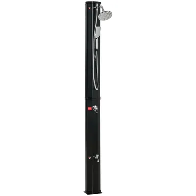 Produktbild von Solardusche 35 Liter 0-55 ℃ warmes Wasser Camping Pooldusche mit Wasserhahn und Regenduschkopf Schwarz 17,5 x 14,5 x 216 cm