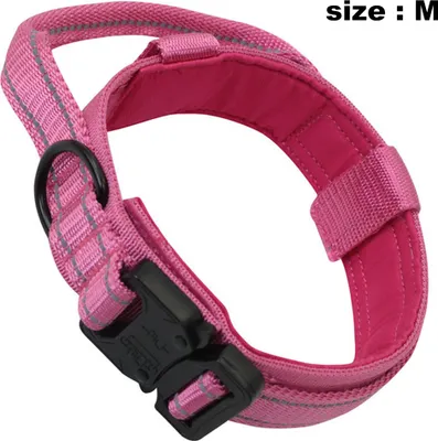 Produktbild von Hundehalsband mit Kontrollgriff, Schnellverschluss-Metallschnalle, robuste Ausführung im Militärstil