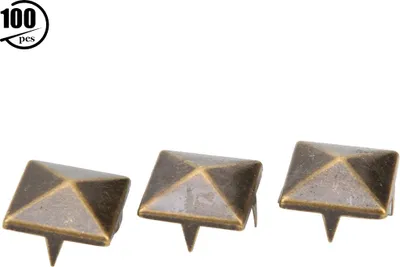 Produktbild von 100pcs Quadratpyramid Punk Nieten 4 Klauen Metallstollen für Armbänder Kleidungsschuhe Handtaschen -Handtaschen 12mm