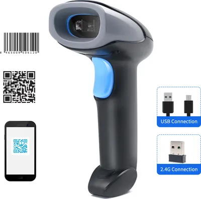Produktbild von Aibecy Handheld-Barcode-Scanner 1D / 2D / QR-Code-Scanner 2.4G Wireless- und USB-Barcode-Lesegeraet Kompatibel mit Windows Android Mac Linux fuer Supermarket Retail Library Logistics Warehouse