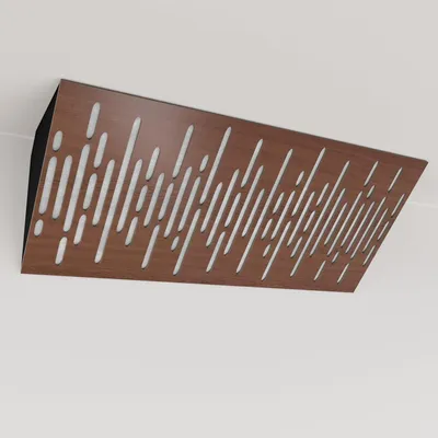 Produktbild von 2er-Pack – Schmale akustische Eck-Bassfalle mit Samtstoff | 23x50x10 cm |Reflexion - Schalldämmung | [WAVE (Horizont) - Nussbaum |Weiß]