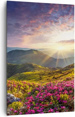 Produktbild von Bild auf Leinwand - Leinwandbild - Einteilig - Gebirge Wiese Landschaft Wald - 80x120cm - Wand Bild - Wandbilder - Leinwanddruck - Wanddekoration - Leinwand bilder - Wandbild - PA80x120-3152