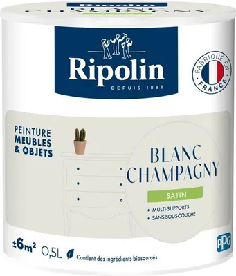 Obrázok produktu pre Farba na nábytok a predmety, Biela Champagny, Saténová, Ripolin, 0,5 l